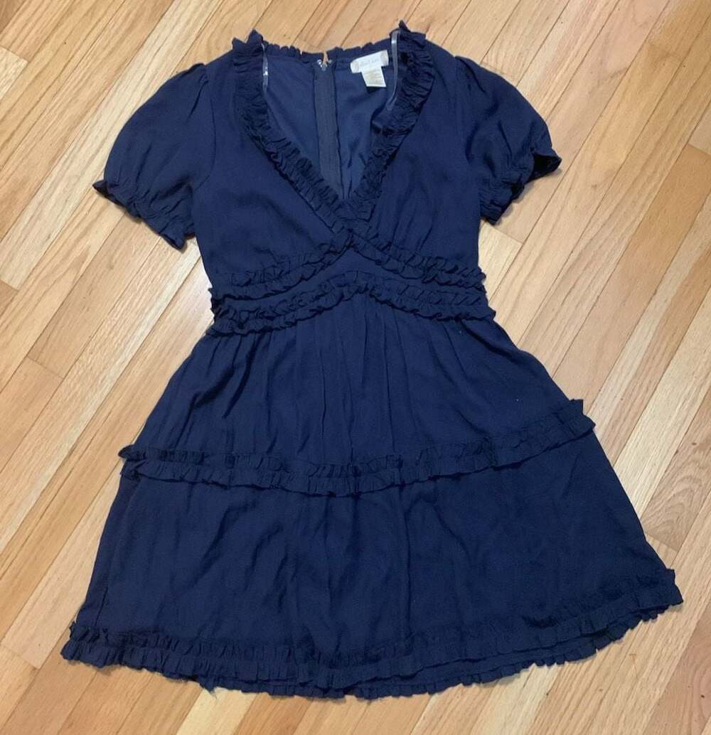 Altar'd State Navy Blue Ruffle Tiered V-Neck Mini Dress